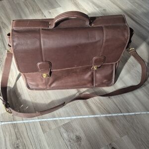 VINTAGE COACH BRIEFCASE MESSENGER LAPTOP BAG BROWN DISTRESSED LEATHER BRASS 0546